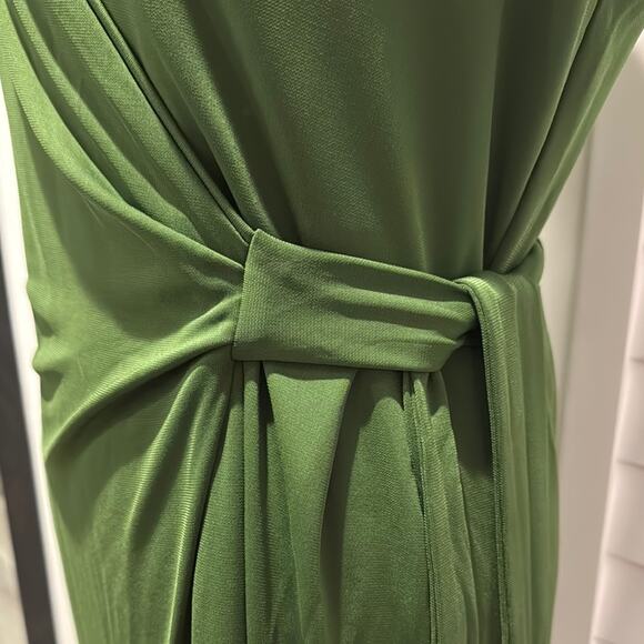 Ann Taylor Green Ruched Wrap Midi Dress - Picture 7 of 10